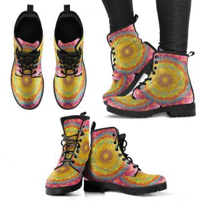Chakra Mandala Boots Handcrafted Women Boots,..