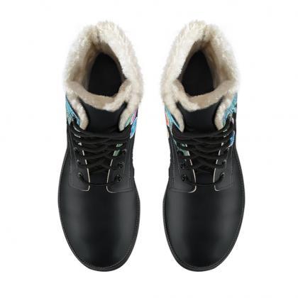Ohm Mandala Fractal Handcrafted Winter Boots..
