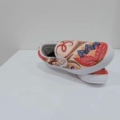 Royal Paisley Slipon Shoes, Handmade Women Shoes,..
