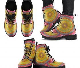 Colorful Mandalas Women's Leather Boots
