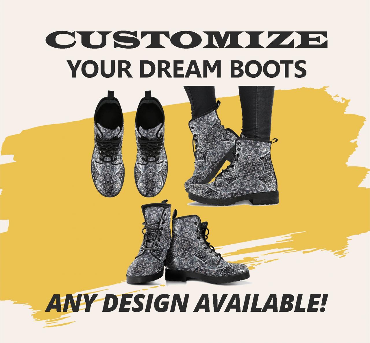 Bohemian Style Boots Handcrafted Women Boots, Vegan Leather Boots, Animal Friendly Boots, Women Girl Gift, Classic Boot