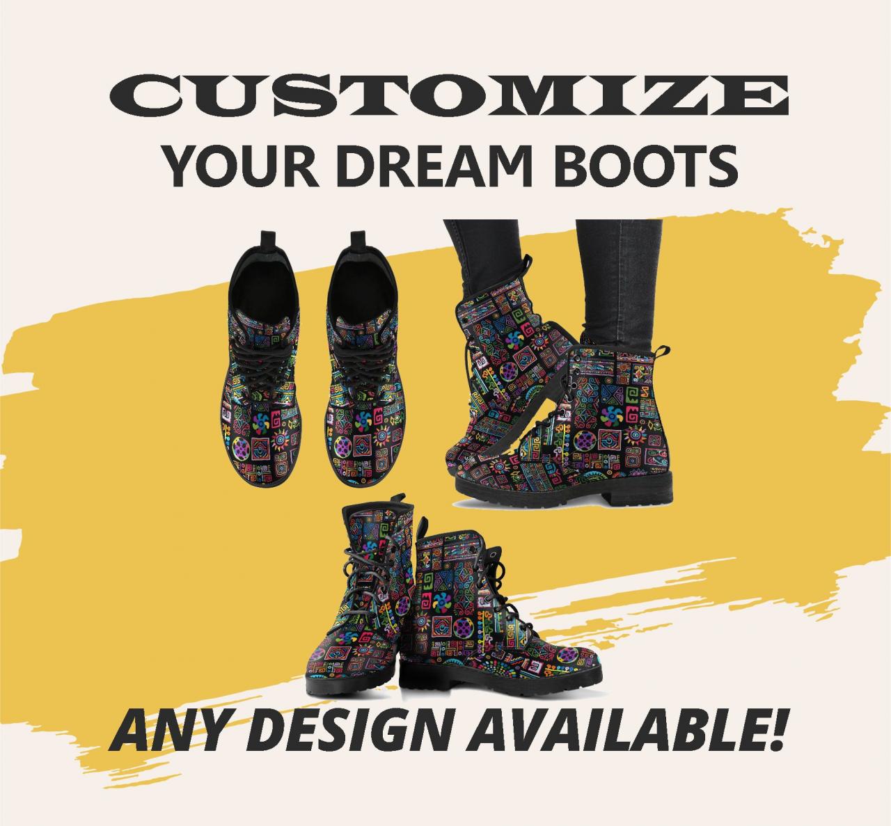 Bohemian Boots Handcrafted Women Boots, Vegan Leather Boots, Animal Friendly Boots, Women Girl Gift, Classic Boot
