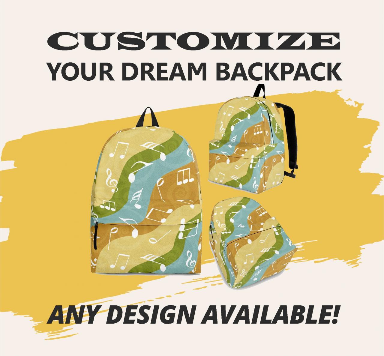 Music Note Multi Color - Backpack, Custom Design, Custom Backpack ,made To Order, Handmade