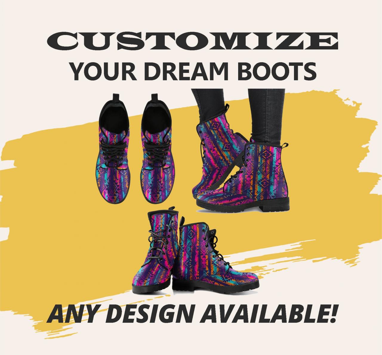 Aztec Pink Boots Boots, Vegan Leather Boots, Animal Friendly Boots, Women Girl Gift, Classic Boot