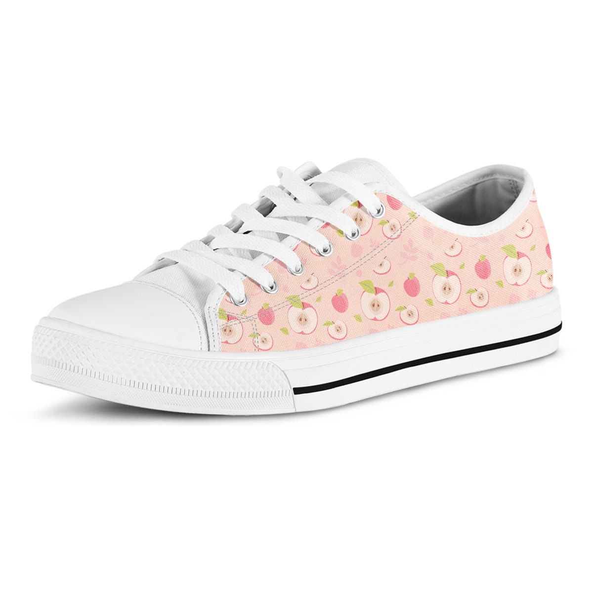 Apple Low Top Shoes, Custom Fruits Shoes, Apples Women Sneakers, Cute Sneakers, Kids Sneakers, Women, Men Or Kids Sneakers