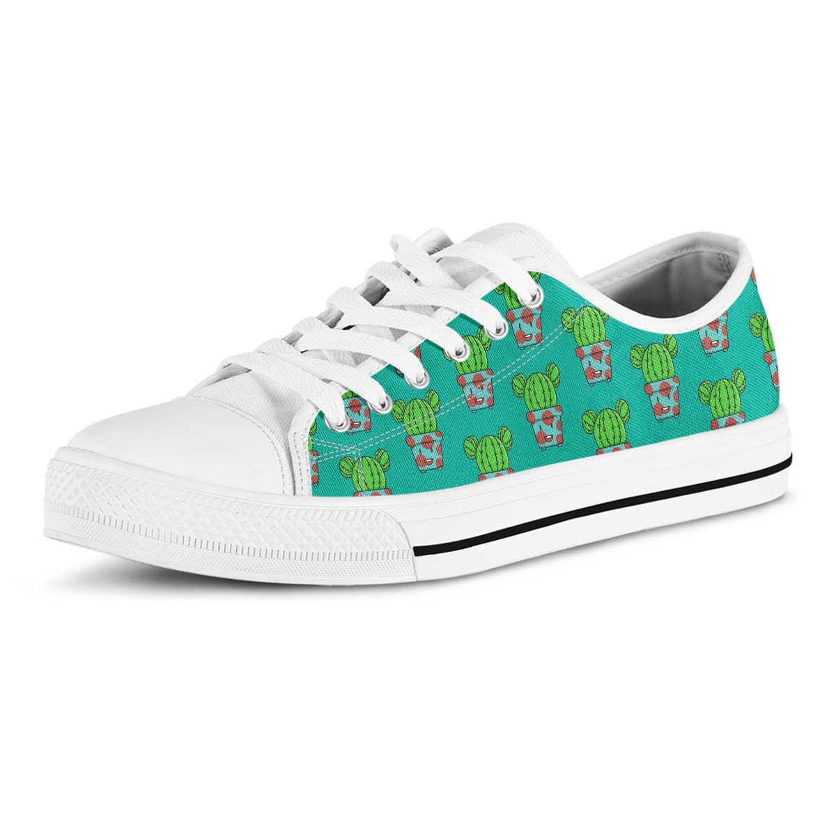 Cute Cactus Low Top Shoes, Custom Kawaii Shoes, Women Sneakers, Cute Sneakers, Kids Sneakers, Women, Men Or Kids Sneakers