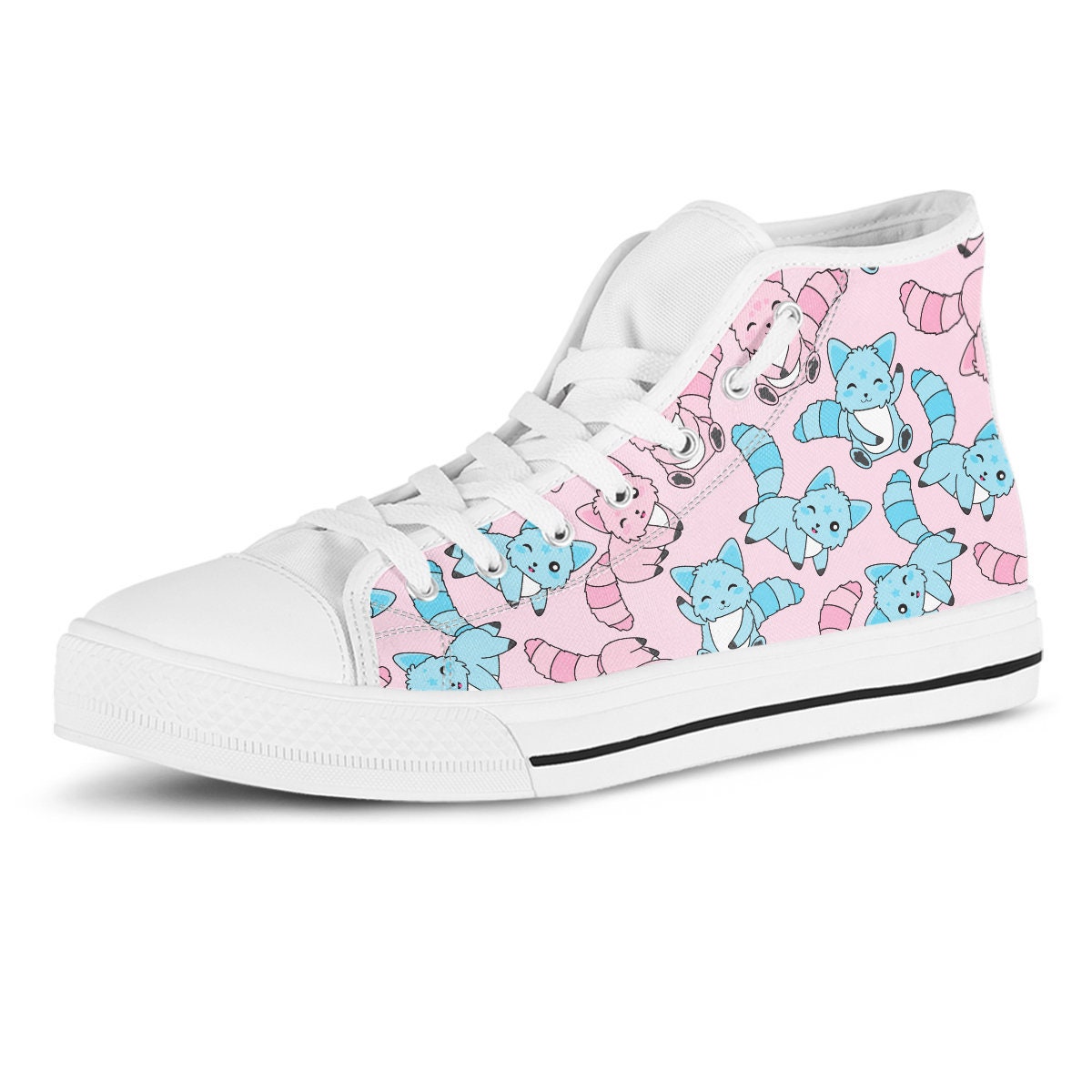 Cute Cat High Top Shoes, Custom Kitty Shoes, Women Sneakers, Cute Pink And Blue Sneakers, Kids Sneakers, Women, Men Or Kids Sneakers