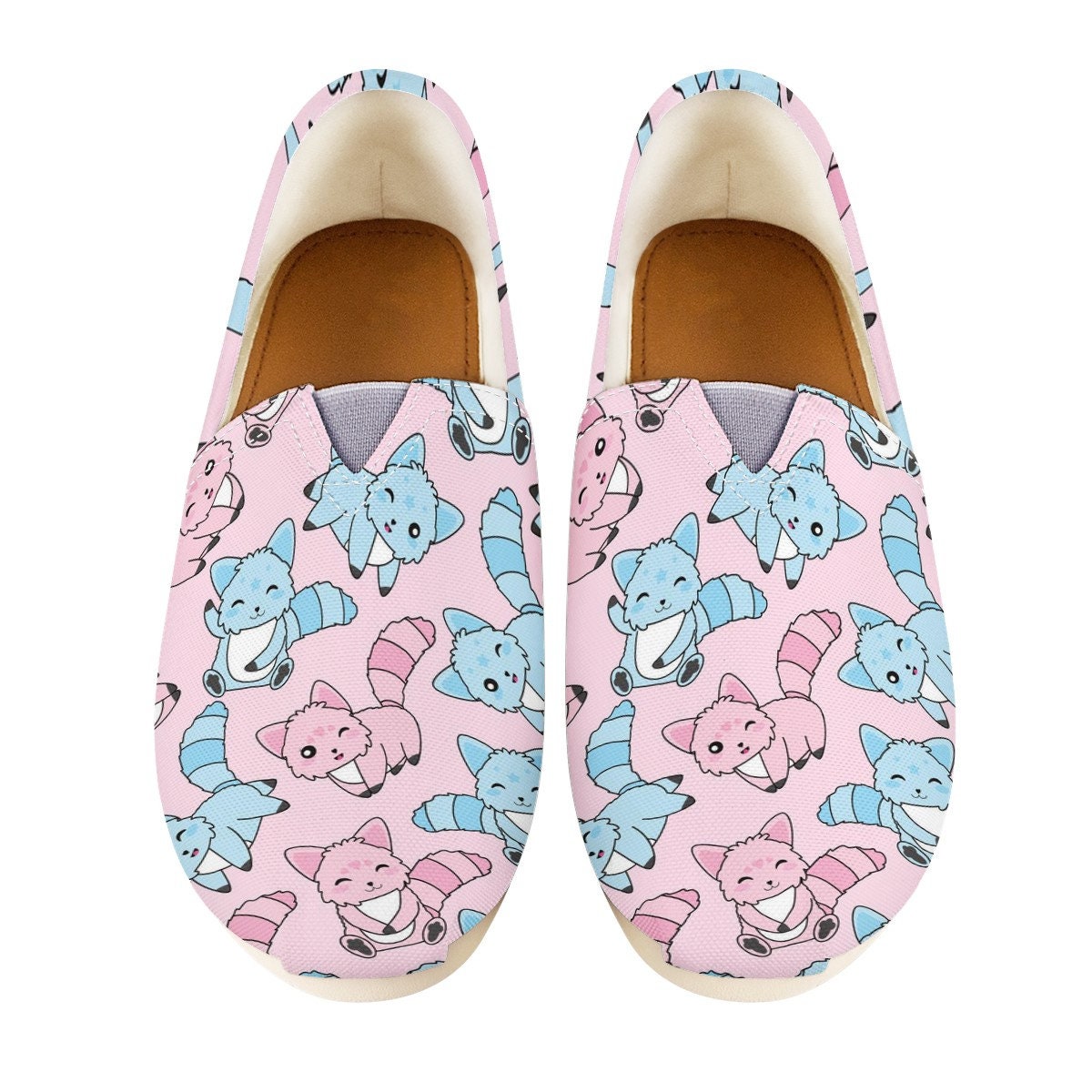 Cute Cat Custom Casual Shoes, Women Casual Shoes, Kitty Casual Shoes, Pink And Blue Casual Shoes, Cats Shoes,