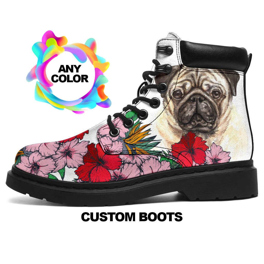 Pug Boots, Pug Lovers, Custom Picture, Animal Lovers, Women Boots
