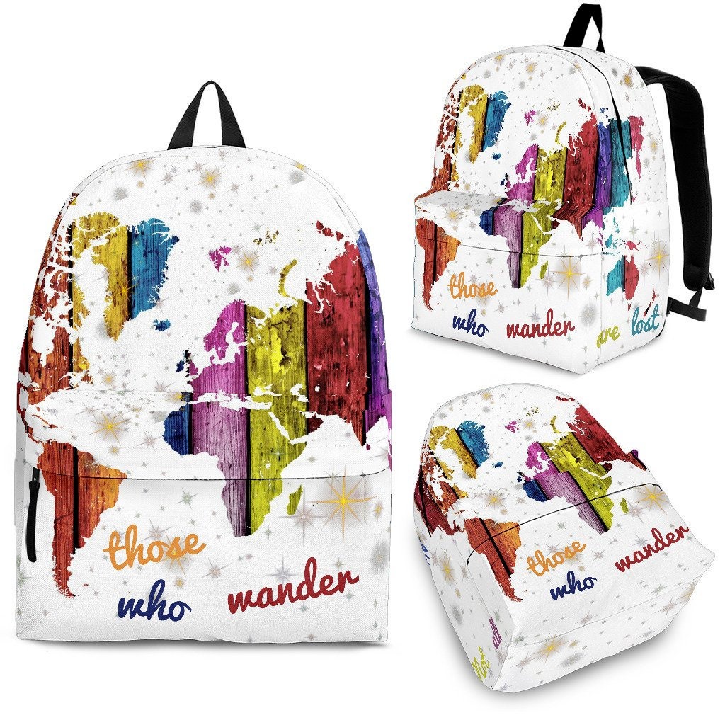 Wanderlust Those Who Wonder Backpack, Custom Design, Custom Backpack ,made To Order, Handmade