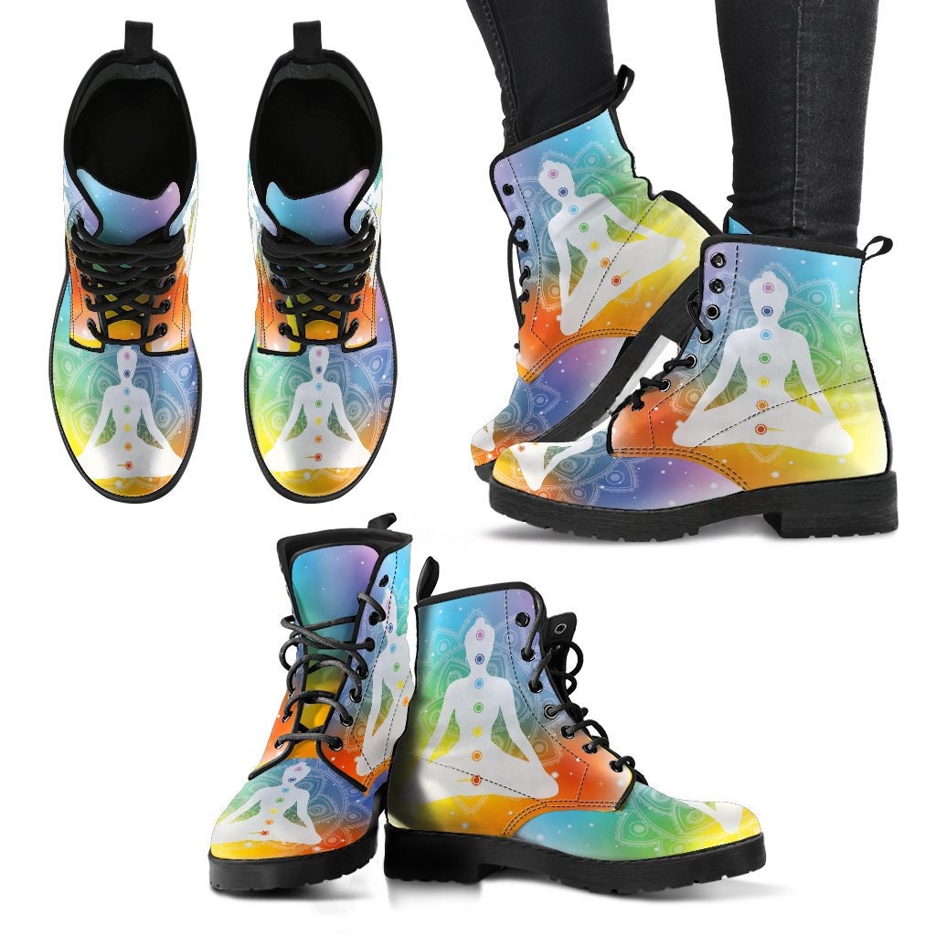 Mandala Chakra Design Boots Handcrafted Women Boots Photography