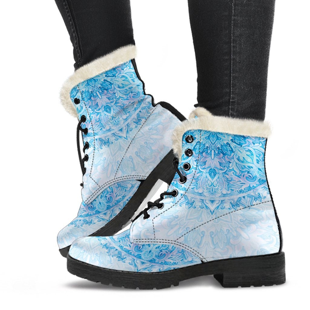 Mandala Winter Boots Handcrafted Women Boots, Vegan Leather Boots, Animal Friendly Boots, Women