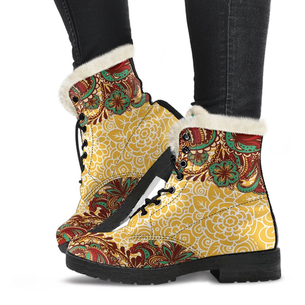 Henna Winter Boots Handcrafted Women Boots, Vegan Leather Boots, Animal Friendly Boots, Women