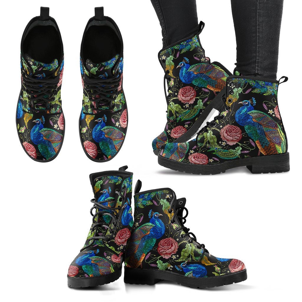 Artful Peacock Women Boots, Vegan Leather Boots, Animal Friendly Boots, Classic Boot, Eco Leather, Animal Friendly