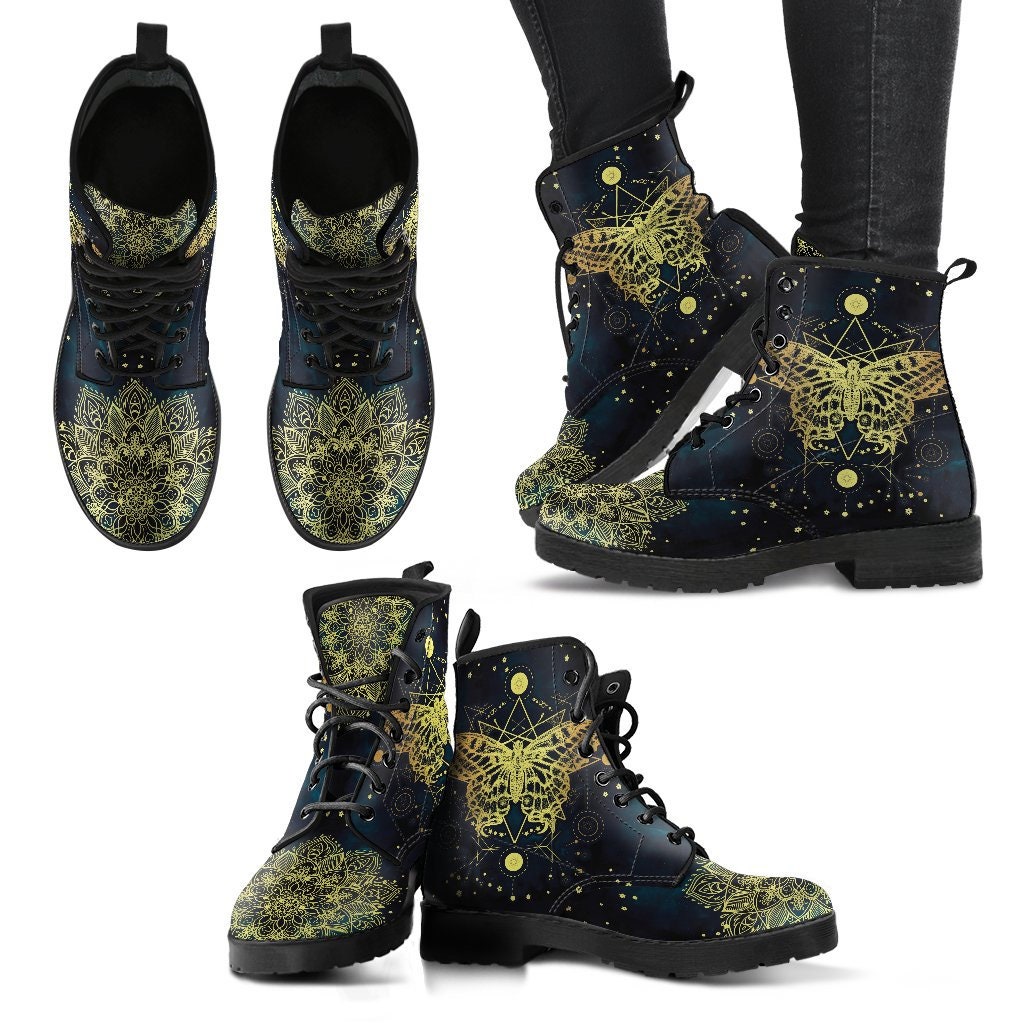 Golden Butterfly Women Boots, Vegan Leather Boots, Animal Friendly Boots, Classic Boot, Eco Leather, Animal Friendly