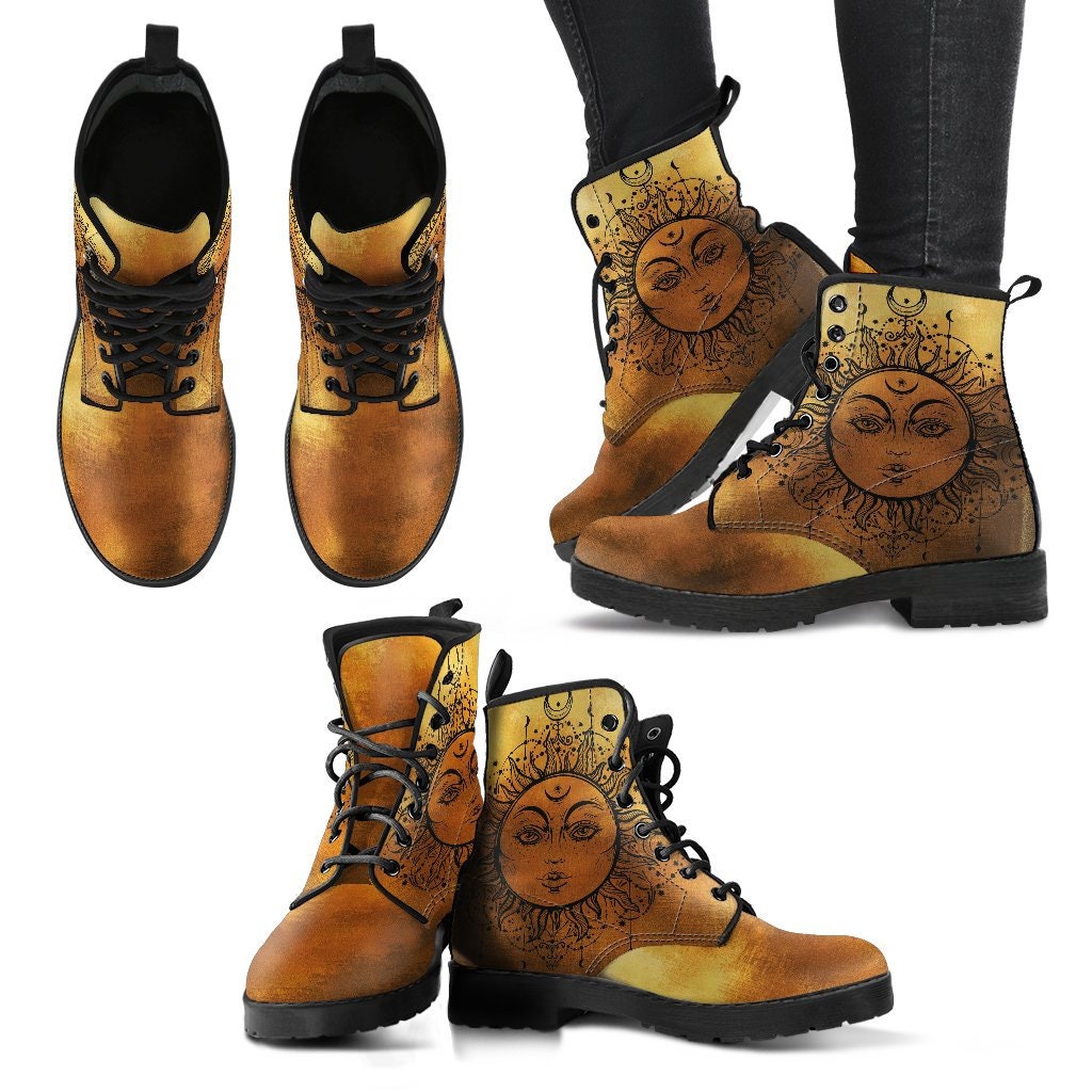 Gold Sun Women Boots, Vegan Leather Boots, Animal Friendly Boots, Classic Boot, Eco Leather, Animal Friendly