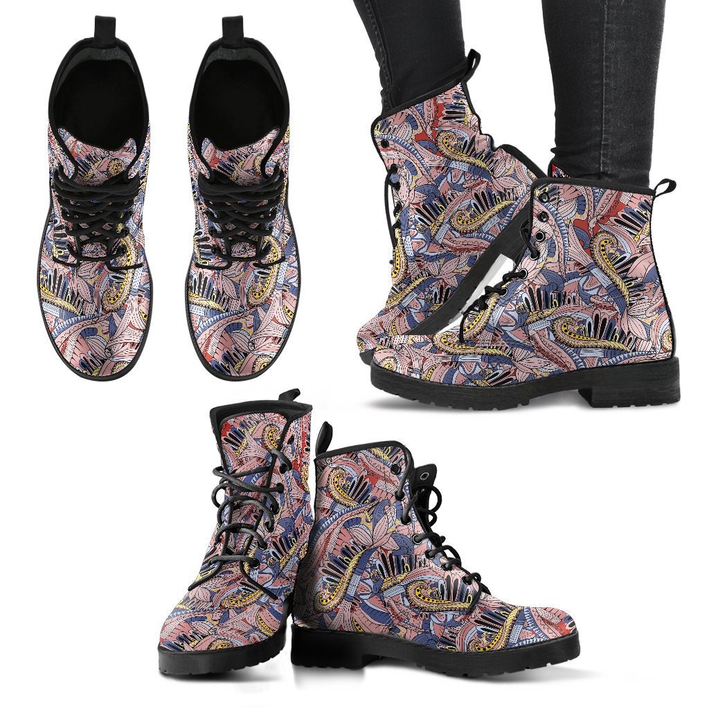 Funky Patterns In Pinks Women Boots, Vegan Leather Boots, Animal Friendly Boots, Classic Boot, Eco Leather, Animal Friendly
