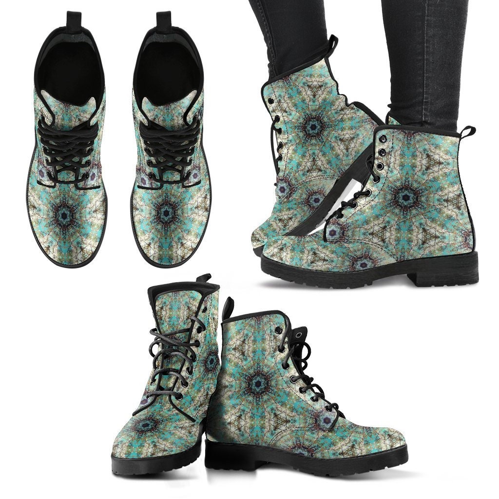 Fractal Mandala Women Boots, Vegan Leather Boots, Animal Friendly Boots, Classic Boot, Eco Leather, Animal Friendly