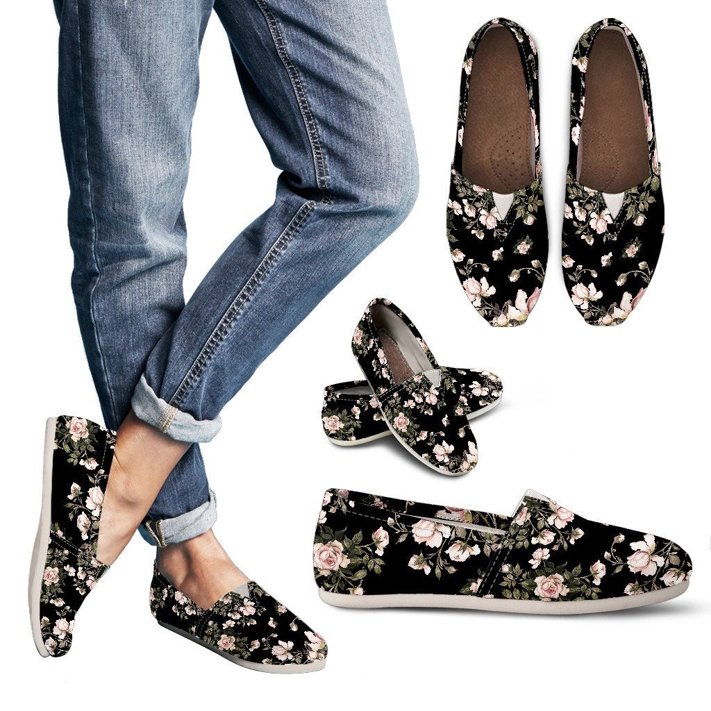 Floral Pattern Slip Ons Casual Women Shoes, Handmade Women Shoes, Slip On Shoes, Dream Shoes