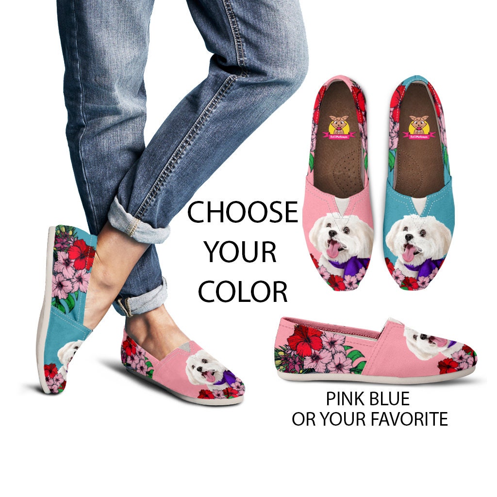 Maltese Shoes, Custom Picture, Dog Lovers, Animal Lovers, Women Shoes, Sneaker, Custom Dog Shoes
