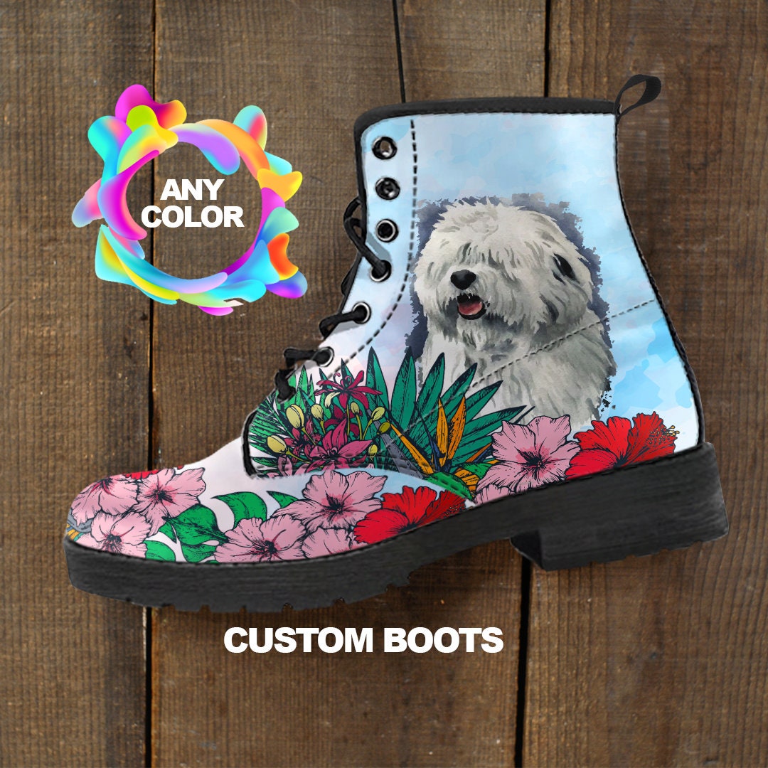 Old English Sheepdog Boots, Old English Sheepdog Lover Custom Picture, Animal Lovers, Women Boots