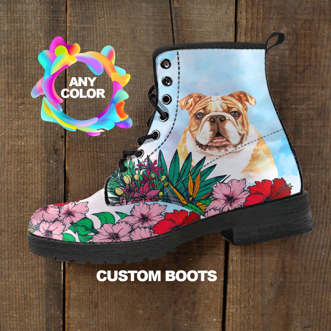 English Bulldog Boots, English Bulldog Lover Custom Picture, Animal Lovers, Women Boots