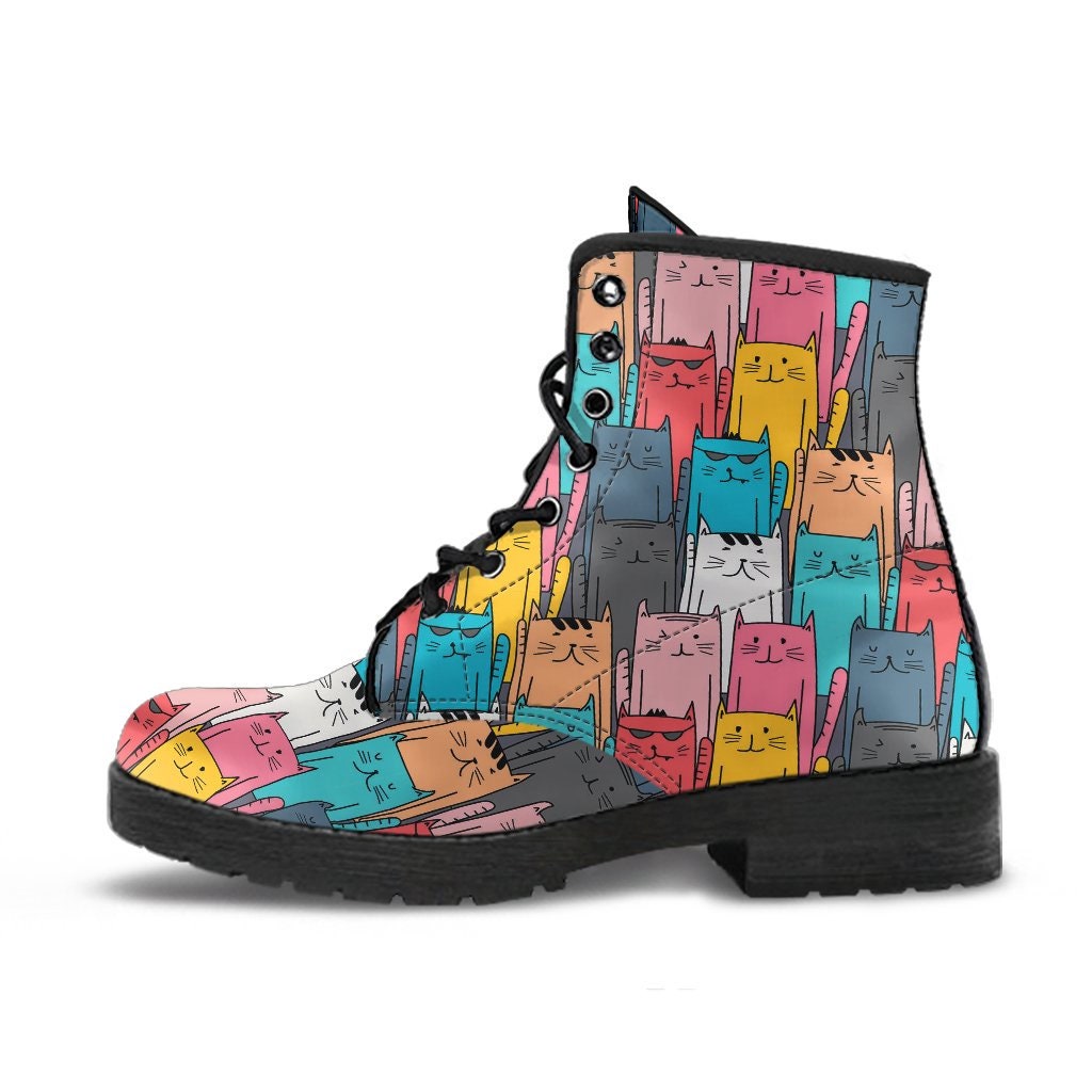 Colorful Spiritual Boots Handcrafted Women Boots, Vegan Leather Boots, Animal Friendly Boots, Women Girl Gift, Classic Boot