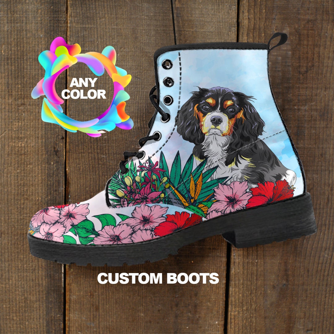 Cavalier King Charles Spaniel Boots, Spaniel Leopard Custom Picture, Animal Lovers, Women Boots