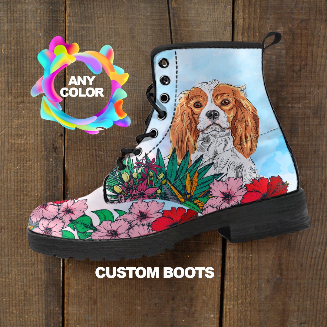 Cavalier King Charles Spaniel Boots, Spaniel Leopard Custom Picture, Animal Lovers, Women Boots