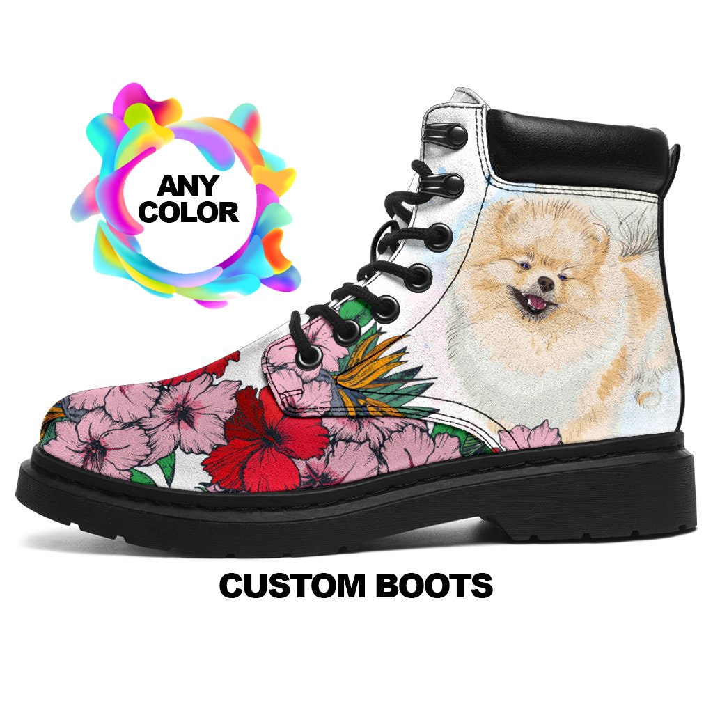 Spitz Boots, Spitz Lover Custom Picture, Animal Lovers, Women Boots