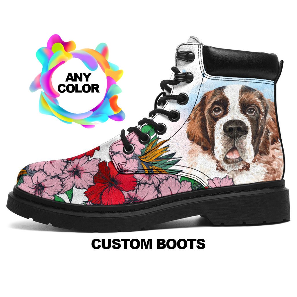 Saint Bernard Boots, Saint Bernard Lovers, Custom Picture, Animal Lovers, Women Boots