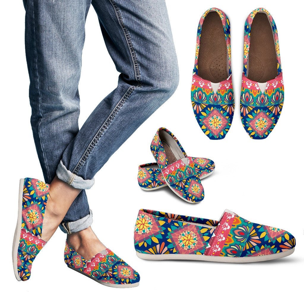 Colorful Pattern Slip Ons Casual Women Shoes, Handmade Women Shoes, Slip On Shoes, Dream Shoes