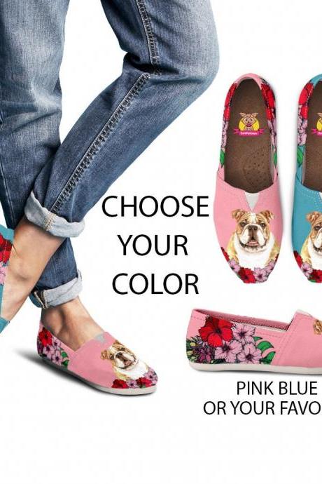 English Bulldog Women Shoes, Custom Picture, dog lovers, Animal lovers, Women shoes, sneaker, custom dog shoes