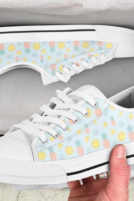 Pineapple low top Shoes, Pineapple fruits Shoes, Pineapple Women Sneakers, Cute sneakers, women, men or kids sneakers, Vegan shoes