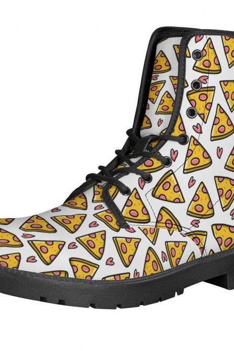 Pizza Boots, kawaii Leather Boots, Handcrafted Boots, Women Girl Gift, Classic Boot, Pizza pattern