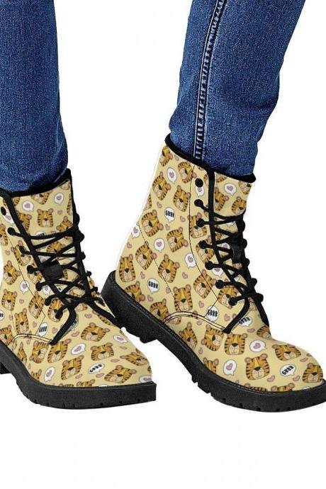 Tiger Boots, kawaii Leather Boots, Handcrafted Boots, Women Girl Gift, Classic Boot, Tiger pattern