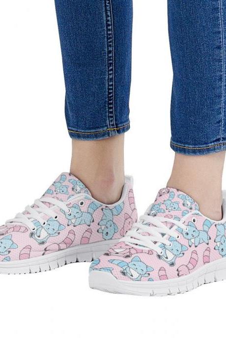 Cute Cat shoes, Custom Kitty Shoes, Women Donut Sneakers, Cute Pink and Blue sneakers, Kids sneakers, women, men or kids sneakers