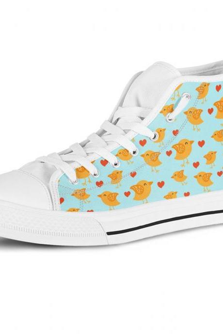 Cute Chicken High Top Shoes, Custom Chick Shoes, Women Sneakers, Cute Sneakers, Kids Sneakers, Women, Men Or Kids Sneakers