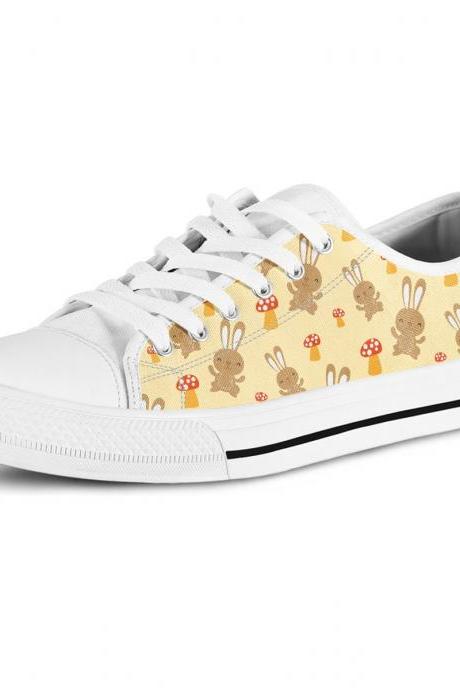 Cute Rabbit low top Shoes, Custom Bunny Shoes, Women Sneakers, Cute sneakers, Kids sneakers, women, men or kids sneakers