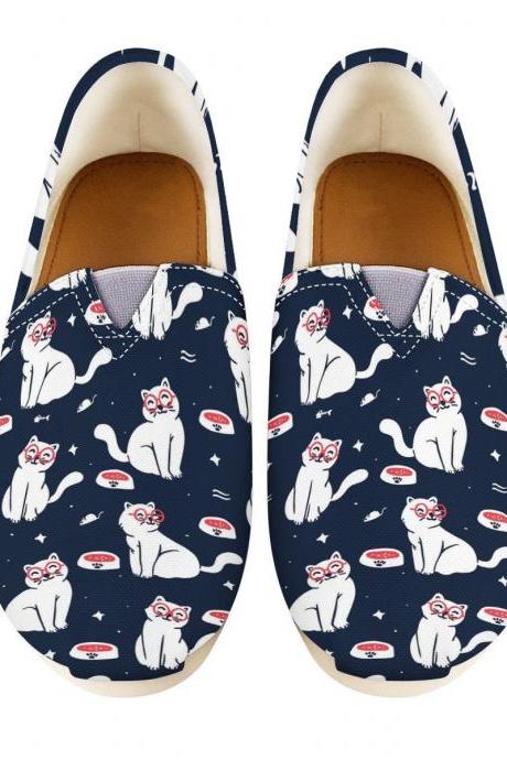 Cute Cat Custom Casual Shoes, Women Casual shoes, Kitty casual shoes, feline casual shoes, Donut shoes