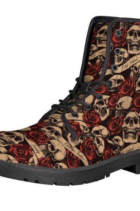 Skull ans Rose Custom Boots, Punk Boots, emo Boots, rock n roll women or men sizes