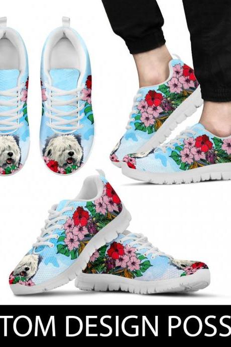 Old English Sheepdog Sneakers Custom Picture, Animal Lovers, Women Shoes, Sneakers, Trainers, Dog Sneakers, Dog Shoes