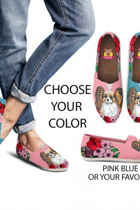 Papillon Shoes, Custom Picture, Dog Lovers, Animal Lovers, Women Shoes, Sneaker, Custom Dog Shoes