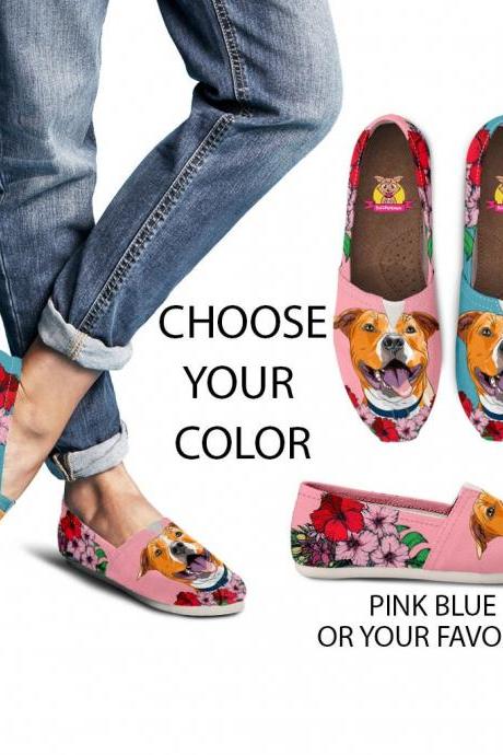 Pit Bull Terrier Casual Women Shoes, Custom Picture, Staffordshire Lovers, Animal Lovers, Women Shoes, Sneaker, Custom Shoes