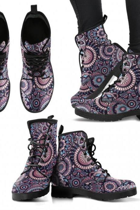 Mandalas Boots Handcrafted women Boots, photography Vegan Leather Boots, animal friendly Boots, Women Girl Gift, Classic