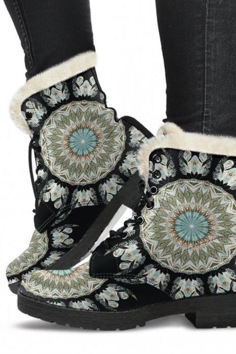Mandala Chakra Design Women's Leather Boots