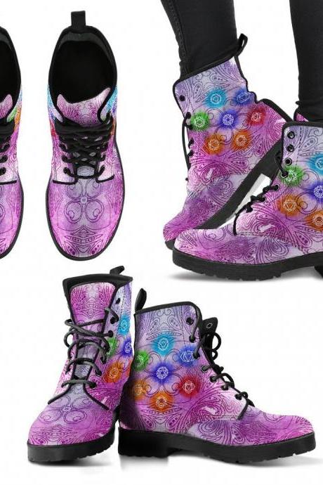 Glowing Chakra Women Boots, Vegan Leather Boots, Animal Friendly Boots, Classic Boot, Eco Leather, Animal Friendly