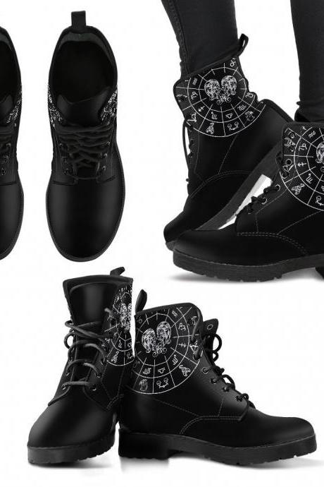 Gemini Black Zodiac Women Boots, Vegan Leather Boots, Animal Friendly Boots, Classic Boot, Eco Leather, Animal Friendly