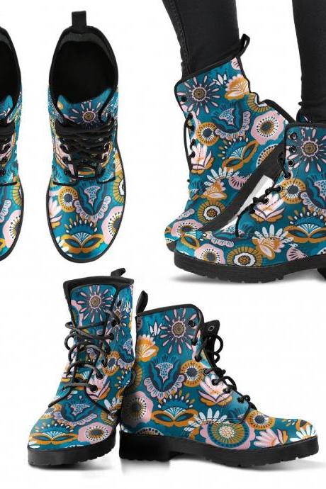 Fresh Paisley Flowers women Boots, Vegan Leather Boots, animal friendly Boots, Classic Boot, Eco leather, Animal friendly