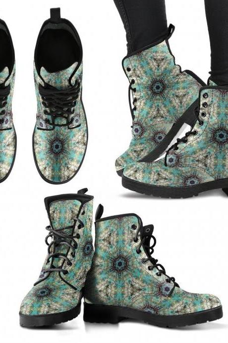 Fractal Mandala women Boots, Vegan Leather Boots, animal friendly Boots, Classic Boot, Eco leather, Animal friendly